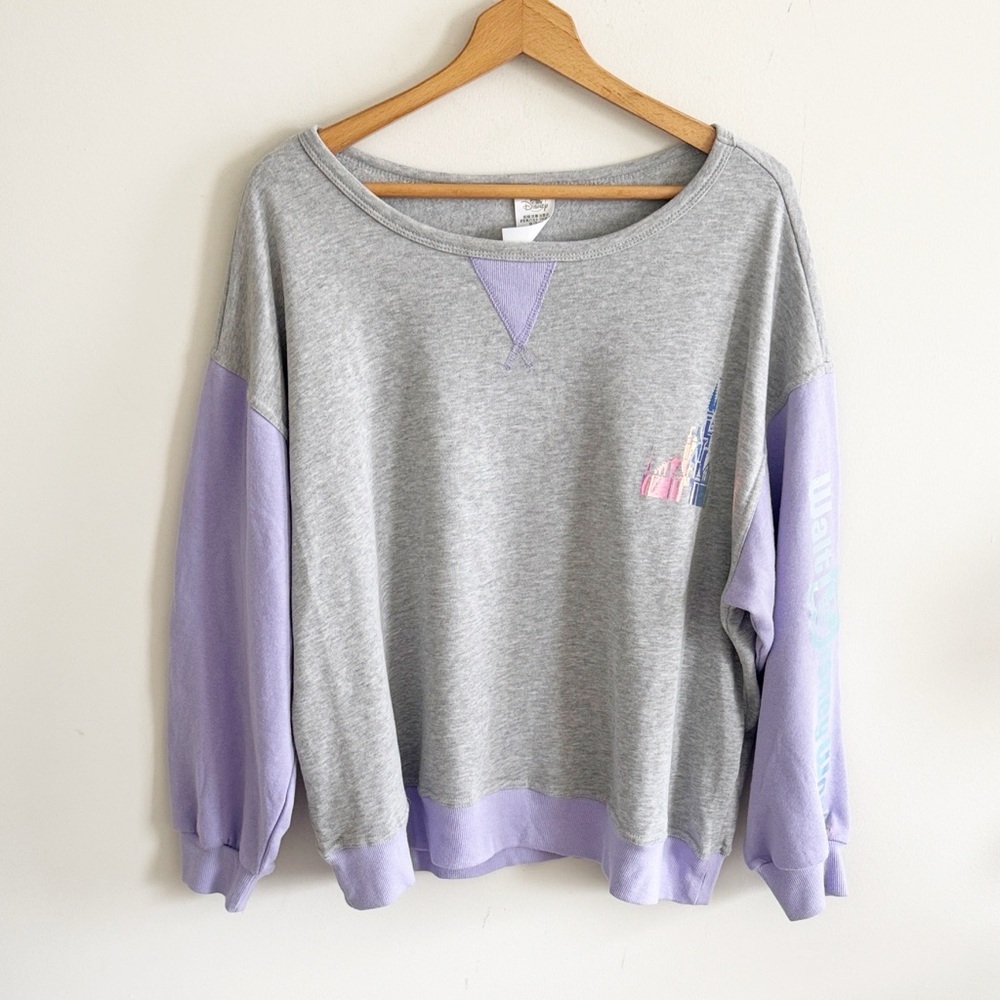 Disney parks Disney world Purple Crewneck Sweatshirt Holographic Lettering Sz 1X